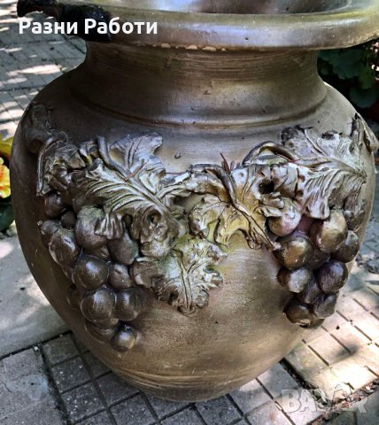 Керамична ваза с лозарски мотиви, голяма, снимка 2 - Вази - 42456713