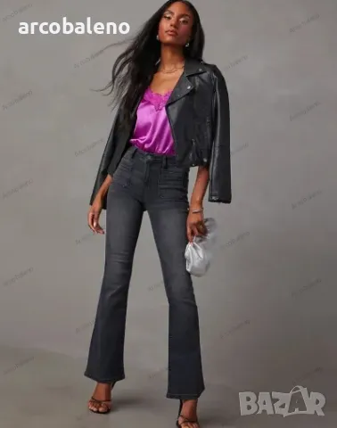 Дамски ретро изпрани дълги дънки с висока талия , снимка 4 - Дънки - 49069419