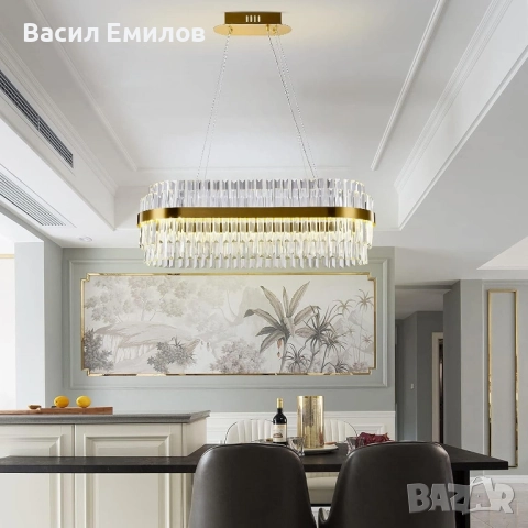 Модерен Кристален полилеи (златист 60см), снимка 7 - Лампи за таван - 51943570