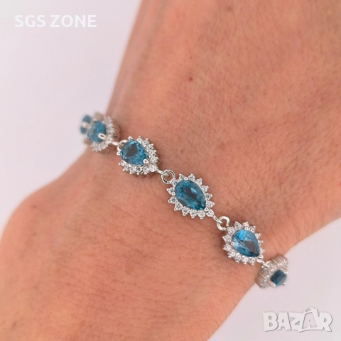 Сребърна Гривна с Топаз London💎