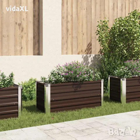 vidaXL Градинска висока леха кафява 100x40x45 см поцинкована стомана, снимка 2 - Саксии и кашпи - 56147577