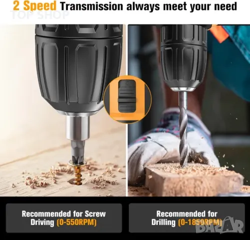 Мощен акумулаторен винтоверт JYGMPRO 21 V, снимка 5 - Винтоверти - 48487065