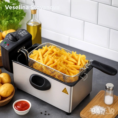 Електрически фритюрник Royalty Line RL-EFT2000, 3 литра, 2000W, снимка 4 - Фритюрници - 53130009