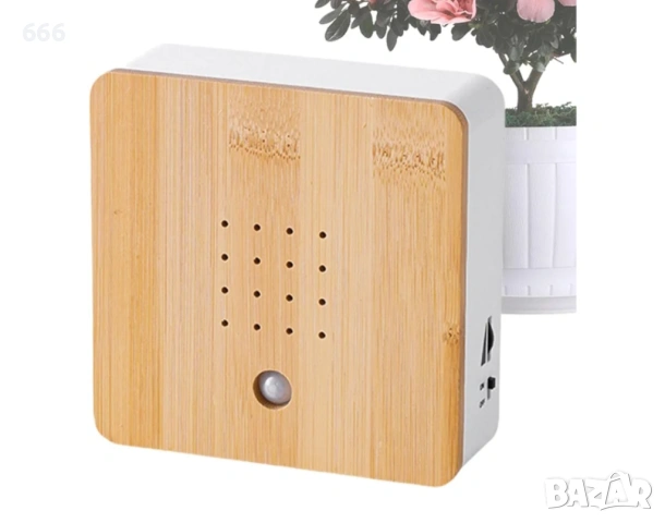 Дифузер за птичи песни, 12x12x4 см, дървен, със сензор за движение