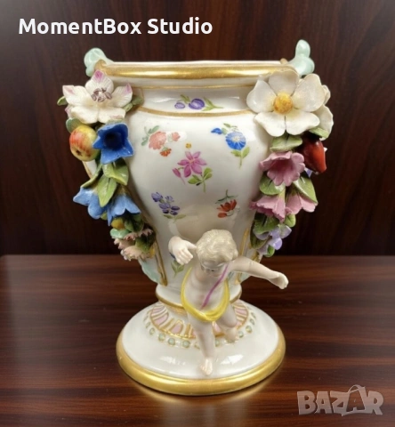 Meissen Майсен порцелан ваза винтидж, снимка 2 - Антикварни и старинни предмети - 53633599