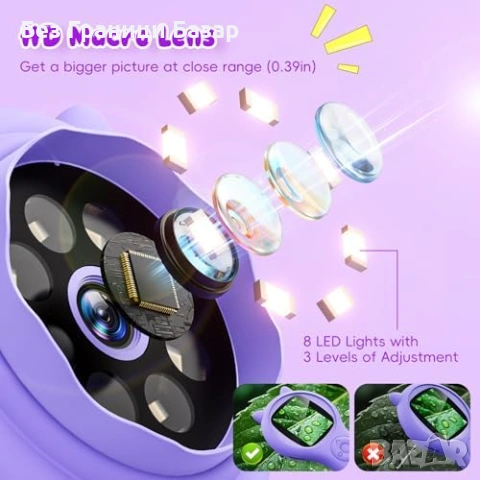 Нов Детски дигитален микроскоп 200x 1080P автофокус IPS екран играчка, снимка 5 - Образователни игри - 53824621