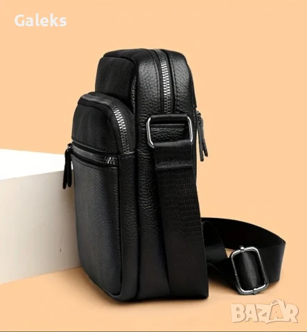 Ежедневно/Елегантна, Стилна и удобна мъжка чанта • Черна естествена кожа!, снимка 10 - Чанти - 50820029