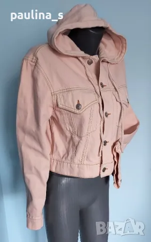 "Ganni" jeans jacket / Italy 🇮🇹 / Розово дънково яке с качулка и широки ръкави , снимка 5 - Якета - 48441654
