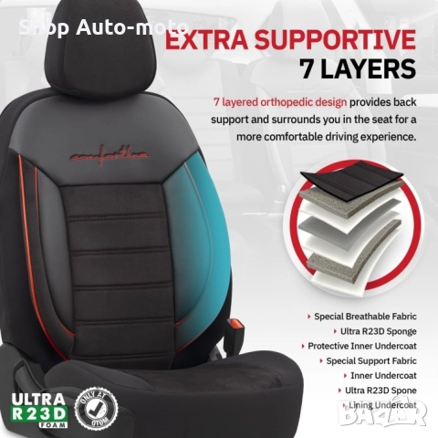 К-т Луксозна Тапицерия Automat-OTOM, Текстил с еко кожа, COMFORT LINE Design, Черна с червен шев, снимка 9 - Аксесоари и консумативи - 52793633