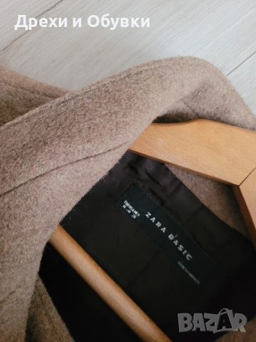 Палто в кафяв цвят ZARA вълна, снимка 5 - Палта, манта - 52811197