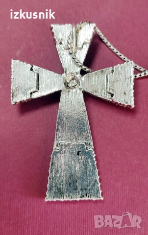 Голям стоманен кръст с оникс и кристали, снимка 4 - Други ценни предмети - 51465277