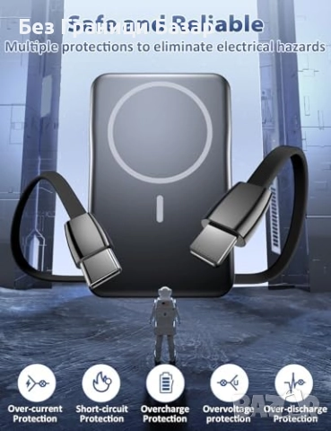  Нова Магнитна Magsafe външна батерия 10000mAh PD 20W зарядно телефон, снимка 9 - Външни батерии - 52470213