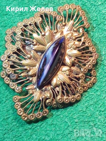 СТАРИННА БРОНЗОВА СКЪПОЦЕННА БРОШКА с МУРАНО СКЪПОЦЕННО ВЕНЕЦИАНСКО СТЪКЛО АРТ ДЕКО 22323, снимка 2 - Антикварни и старинни предмети - 33135753