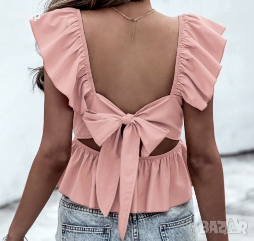 Розов Топ С Ефектег Гръб