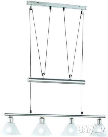 Стилна Пенделна Лампа - Trio JoJo 3751041-07, Никел мат, 4 Крушки, Регулируема Височина, Полилей!, снимка 4 - Лампи за таван - 52535156