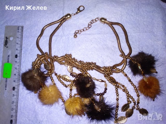 ШАРМАНТНА ВИНТИДЖ АРТ с ПОЗЛАТА ОГЪРЛИЦА от БЛАГОРОДНА СТОМАНА и ПУХЧЕТА 9308, снимка 9 - Колиета, медальони, синджири - 41860894