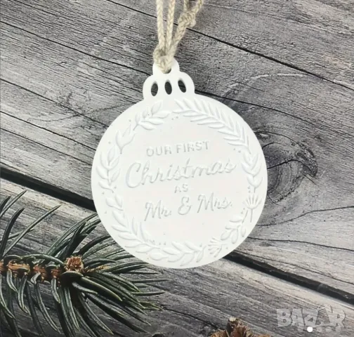 Молд коледна топка Our first christmas as mr & mrs, снимка 2 - Форми - 48164242