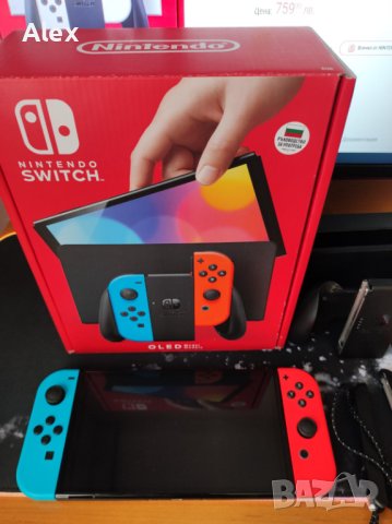 Конзола NINTENDO SWITCH OLED Red & Blue 64GB, като нова, малко ползвана с Гаранция и Екстри., снимка 2 - Nintendo конзоли - 42673808