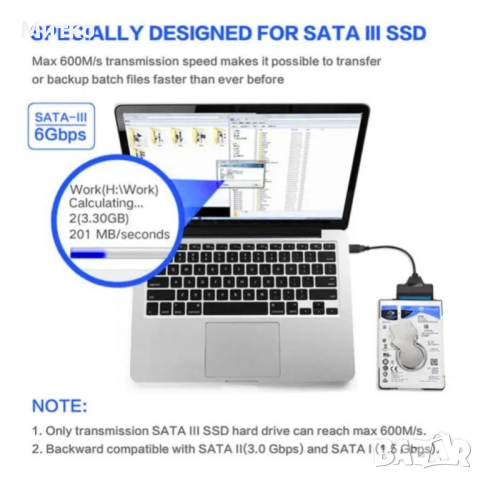 Кабел Sata към USB, снимка 3 - Кабели и адаптери - 44508406