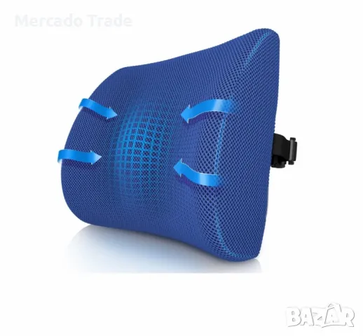 Ортопедична възглавница Mercado Trade, За лумбална опора с охлаждащ гел, Синя, снимка 3 - Възглавници - 48875435