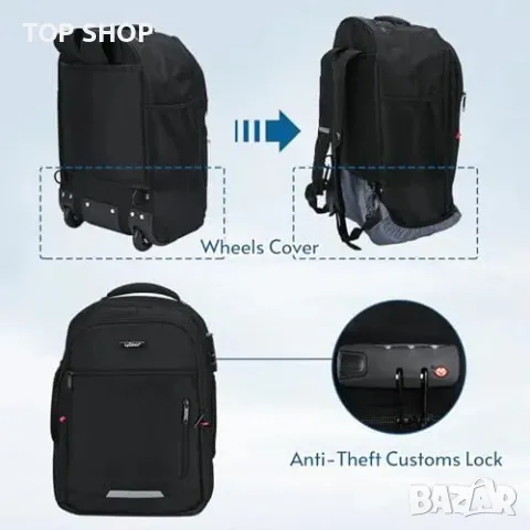 Нова Мултифункционална раница с колела за лаптоп 17 инча, водоустойчива, снимка 7 - Раници - 49589200