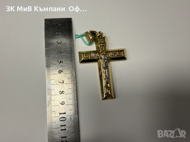 Златна висулка КРЪСТ - 9.1гр. - 14К, снимка 2 - Колиета, медальони, синджири - 53349322