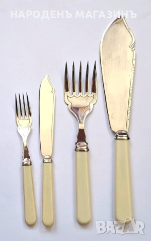 Английски посребрени прибори за хранене риба и за сервиране за 6 човека сервиз , снимка 6 - Други ценни предмети - 53738380