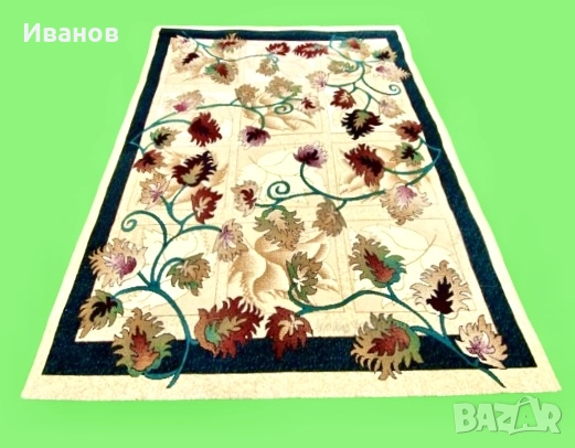Топ ЦЕНА - 40€. НОВ - ГОЛЯМ Килим - Шарка с цветя - Кремав - 240х330см, снимка 3 - Килими - 51431956