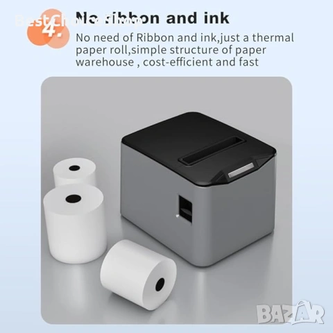 Термален принтер за касови бележки 80mm USB+LAN висока скорост с автоматичен резач – черен, снимка 9 - Принтери, копири, скенери - 53791590