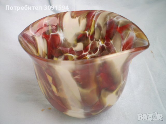 Декоративна дълбока стъклена купа Многоцветно стъкло  Мурано, снимка 3 - Други ценни предмети - 40148474