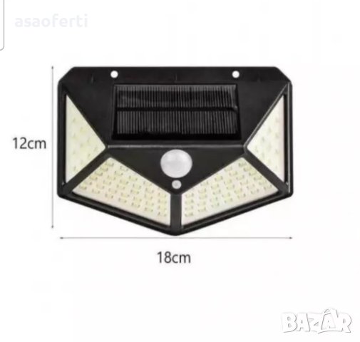 Мощна соларна лампа с 100 диода, снимка 2 - Соларни лампи - 41170350
