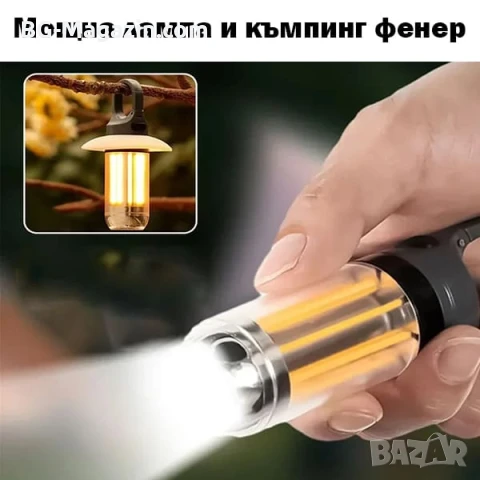 Мощна акумулаторна преносима LED лампа къмпинг осветление лед фенер за риболов туризъм палатка силна