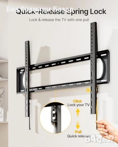 Нова Фиксирана стенна стойка за голям ТВ до 120" VESA 900x600 136кг, снимка 5 - Стойки, 3D очила, аксесоари - 53530095