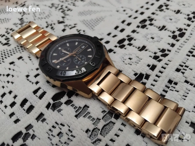 Esprit Rose Gold - rolex breitling style - неръждаема стомана с покритие розово злато !, снимка 3 - Мъжки - 53049278