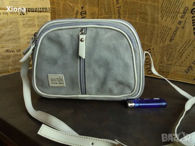 Marzia/малка велурена чанта-естествена кожа