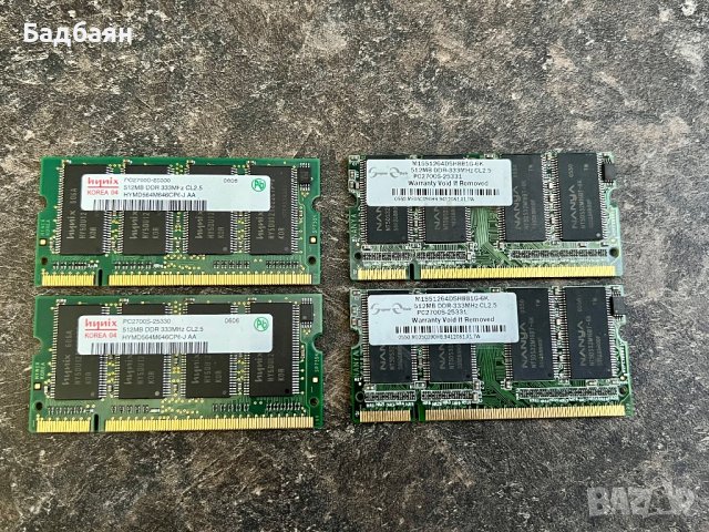 RAM памет за лаптоп / 4х512MB DDR 333Mhz , снимка 1 - RAM памет - 41790714