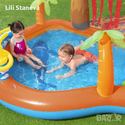 Голям детски надуваем аквапарк Bestway Lava Lagoon - Пързалка, фонтан, и улеи за топки 265x265 см., снимка 4 - Басейни и аксесоари - 55905640