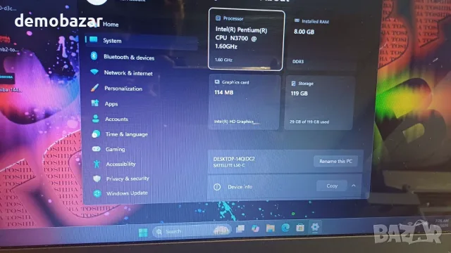 15.6' Toshiba Pentium Quad Core/8GB RAM/128GB SSD  гланцов лаптоп , снимка 3 - Лаптопи за дома - 55903124