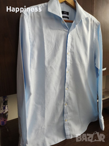 Оригинална светло синя мъжка риза s. Oliver Selection, slim fit , снимка 7 - Ризи - 36309584