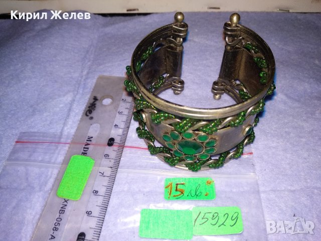 СРЕБРИСТА МЪНИСТЕНА КРИСТАЛНА РЕТРО АРТ ГРИВНА ЕТНО СТИЛ 15929, снимка 3 - Гривни - 41202137