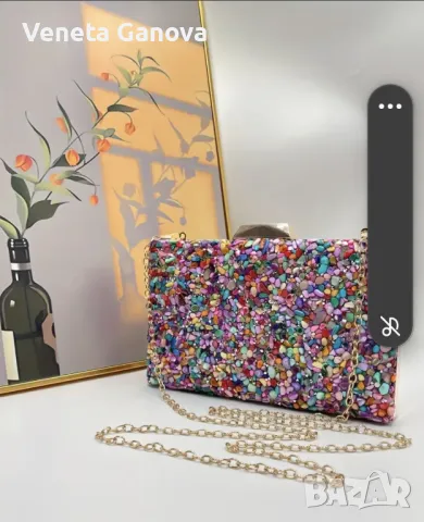 Дамска парти чантичка с различни камъчета, снимка 3 - Чанти - 49978701