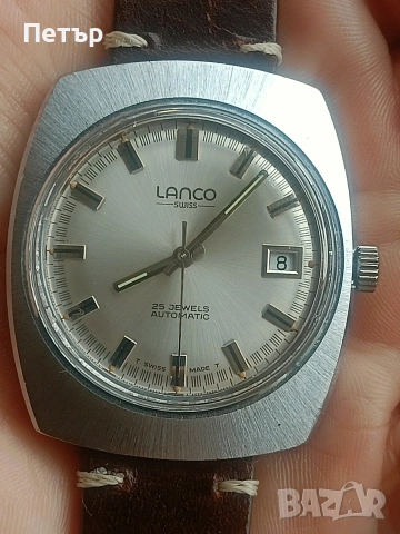 Мъжки автоматичен часовник Vintage Lanco Automatic 25 Jewels (AS 2063) - 1970s - Профилактиран, снимка 5 - Мъжки - 53399968