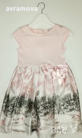 Официална рокля НМ розова – 134-140см, 8-10 години, снимка 3 - Детски рокли и поли - 34006783
