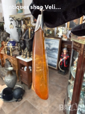 Кехлибарен медальон със сребърен обков №7835 , снимка 3 - Колиета, медальони, синджири - 53082753