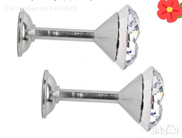 LEORX - 2 бр диамантени ограничители за завеси за стенна врата с куки, цвят: сребро, снимка 5 - Пердета и завеси - 35881922