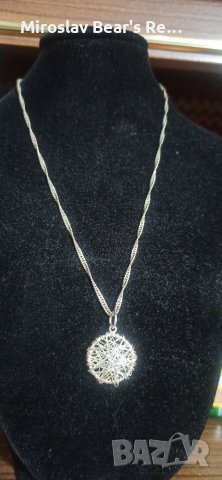 Елегантно сребърно колие с интересна сребърна висулка, печати 925, снимка 3 - Колиета, медальони, синджири - 35893074