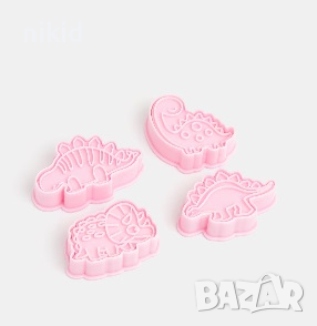 4 бр Динозавър Динозаври резец форма пластмасови разглобяеми резци форми фондан тесто бисквитки 