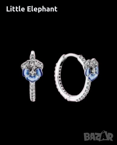 Сребърни обеци,"Прелест",Пандора,теменужки,blue/нови