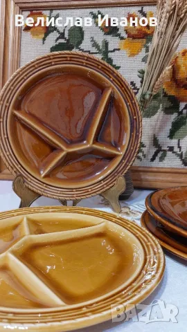 Винтидж Френски керамични чинии за апиритив.4 броя. Перфектно състояние., снимка 6 - Чинии - 47514686