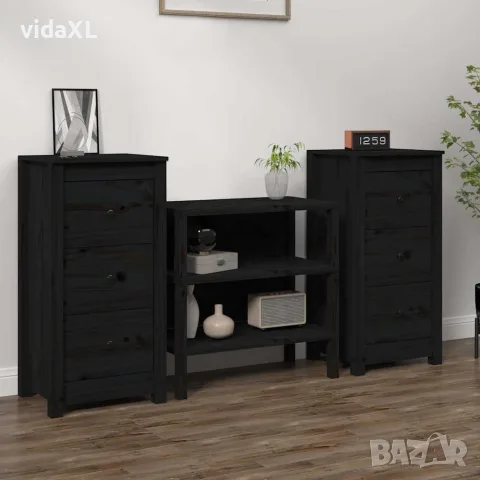 vidaXL Сайдборди, 2 бр, черни, 40x35x80 см, бор масив, снимка 2 - Бюфети - 56147965